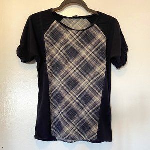 Warehouse Solid and Plaid Top UK 10 (US 6)